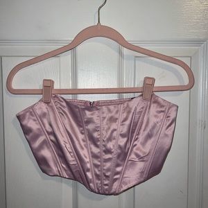 - baby pink satin corset crop top
- size: medium 
- brand: streetwear society